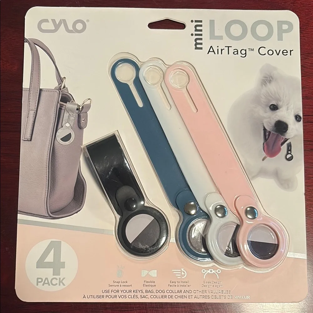 Mini Loop AirTag Cover 4-Pack - Black, Blue, Pink